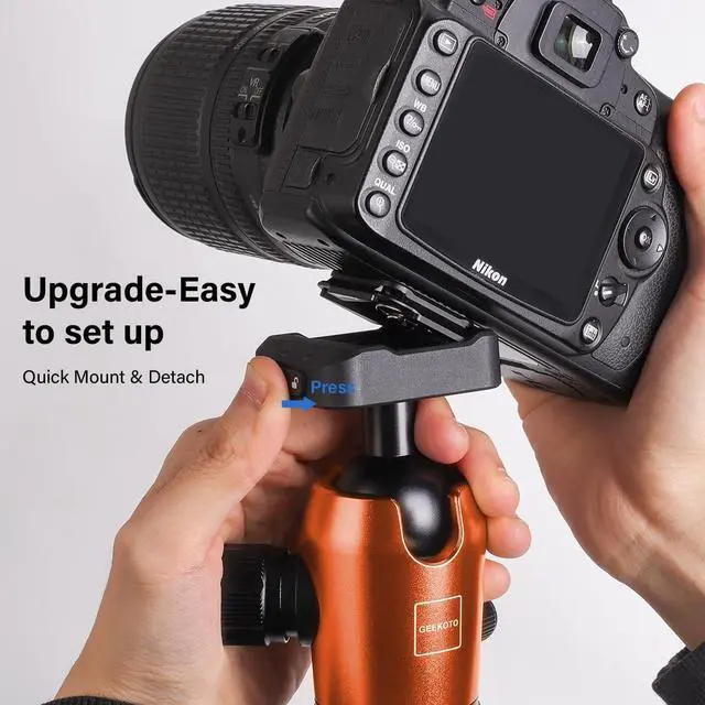 Alt view image 2 of 5 - Geekoto 73-Inch Camera Tripod - Lightweight DSLR Tripod with 360 Ball Head & Quick Release Plate, Supports Up to 33.07 lbs, Portable for Travel & Outdoor Photography
