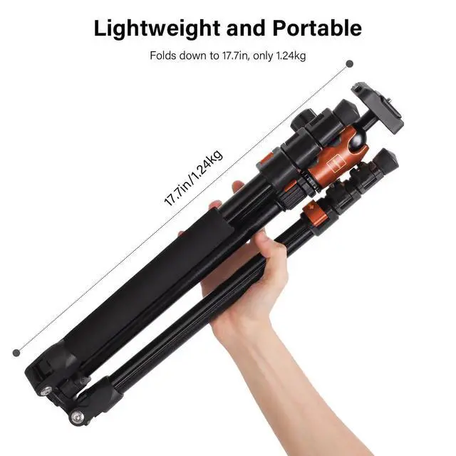 Alt view image 3 of 5 - Geekoto 73-Inch Camera Tripod - Lightweight DSLR Tripod with 360 Ball Head & Quick Release Plate, Supports Up to 33.07 lbs, Portable for Travel & Outdoor Photography
