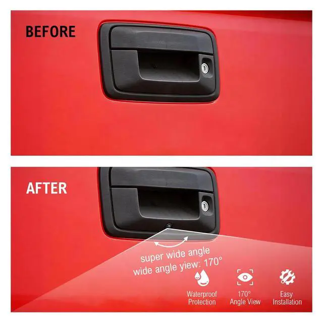 Alt view image 3 of 5 - Tailgate Handle Backup Camera Rear View Camera for Silverado Sierra 1500 2014-2018 for Sierra 2500HD 3500HD Canyon 2015-2018 RCA Input Reverse Camera, IP69K Waterproof for Trucks