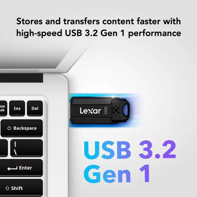 Alt view image 2 of 5 - Lexar 512GB JumpDrive S80 USB 3.2 Gen 1 Flash Drive, External Storage, Up to 150MB/s Read, Black (LJDS080512G-BNBNU)