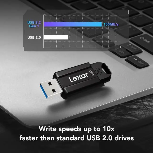 Alt view image 5 of 5 - Lexar 512GB JumpDrive S80 USB 3.2 Gen 1 Flash Drive, External Storage, Up to 150MB/s Read, Black (LJDS080512G-BNBNU)