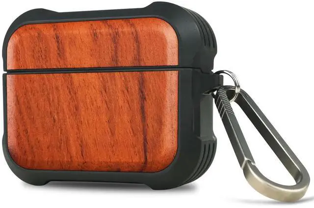 Main image of Carveit Wooden Case for AirPods Pro 2nd/1st Gen, Wood Artisan Engraved & TPU Shockproof, Titanium Quick Released Clasp, Wireless Chargers Compatible (Natural Grain) Rosy