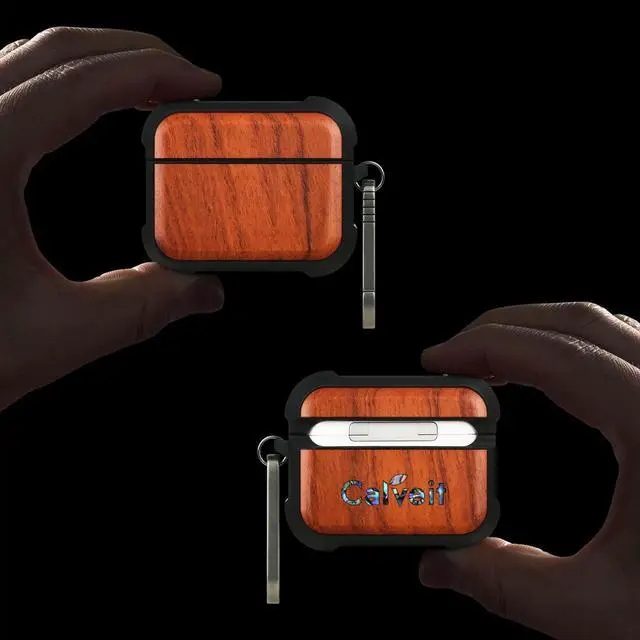 Alt view image 2 of 5 - Carveit Wooden Case for AirPods Pro 2nd/1st Gen, Wood Artisan Engraved & TPU Shockproof, Titanium Quick Released Clasp, Wireless Chargers Compatible (Natural Grain) Rosy