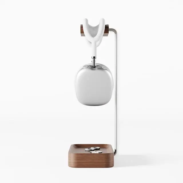 Main image of Raico Headphone Stand with Catchall Tray Base Premium Showpiece Headset Holder with Storage Solid Wood (Walnut)