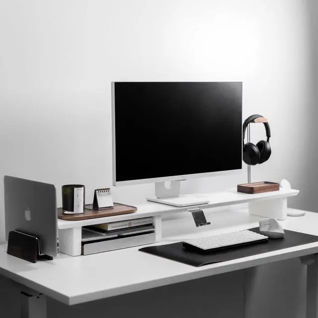 Alt view image 4 of 5 - Raico Headphone Stand with Catchall Tray Base Premium Showpiece Headset Holder with Storage Solid Wood (Walnut)