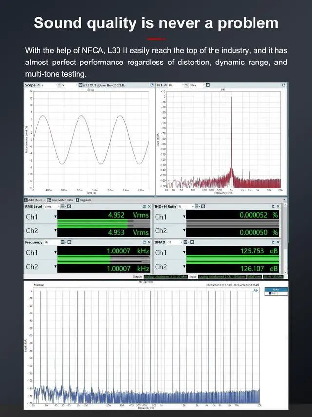 Alt view image 5 of 5 - TOPPING L30 II NFCA Headphone Amplifier, 0.3uV Ultra-Low Noise, 144dB Dynamic Range, 0.00006% THD+N, Three Gain Settings, Compatible with High/Low Impedance Headphones (L30 II - Silver)