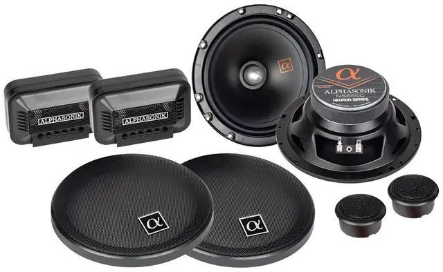 Main image of Alphasonik 1 Pair of NS650C Neuron Series 6.5" (360 Watts Max for The Pair) 180 Watts Max Per Component 2-Way Component Speaker Set with 1" Silk Dome Tweeter External Crossover Grilles Included