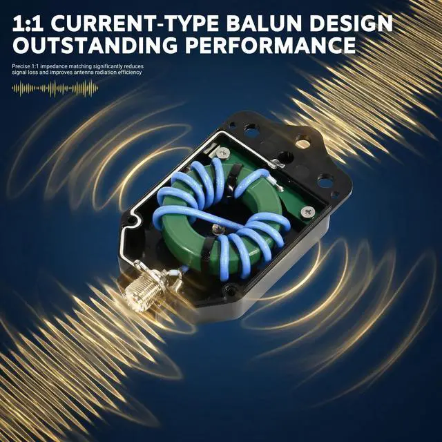 Alt view image 3 of 5 - 2000W 1:1 Shortwave Balun for Dipole Antenna, Shortwave Radio Balun for CW FT8 FM AM FSK SSB Ham Radio Outdoor HF Antenna, Inverted V & Positive V, Low SWR, Waterproof SO-239 Connector