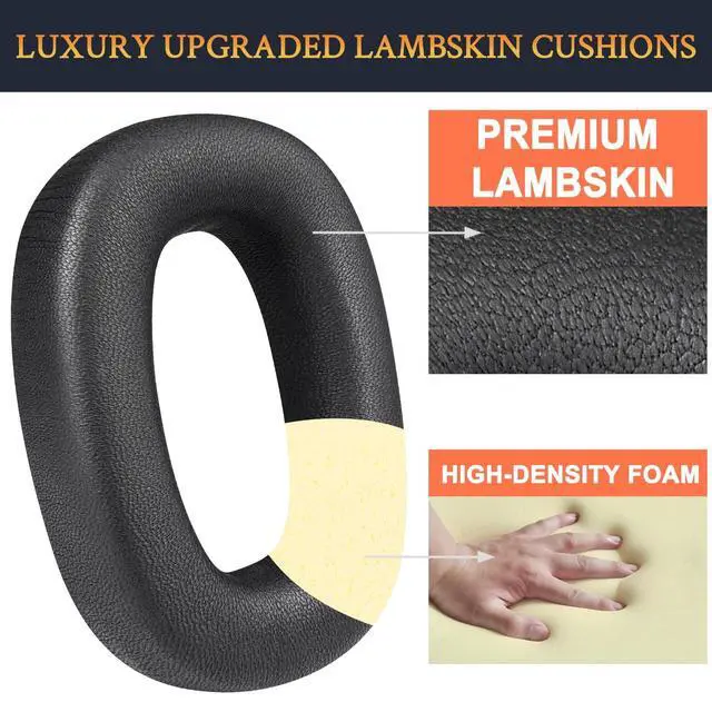 Alt view image 4 of 5 - SOULWIT Lambskin Ear Pads Cushions Replacement for Bowers & Wilkins PX8/PX7 S2/PX7 S2e Over-Ear Headphones (Do Not Fit PX7), Earpads with High-Density Noise Isolation Foam - Black