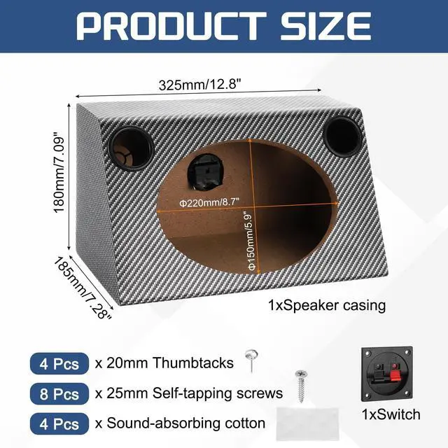 Alt view image 2 of 5 - MECCANIXITY 6 x 9 Inch Ported Wooden Speaker Enclosure, Black White Single Vented Subwoofer Box Car Audio Truck Speaker Box for DIY Home Vehicle Audios Custom Sound Supplies