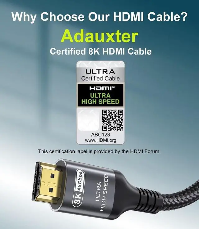Alt view image 2 of 5 - Certified 10K 8K 4K HDMI 2.1 Cable 25FT, 48Gbps Ultra High Speed HDMI Cord