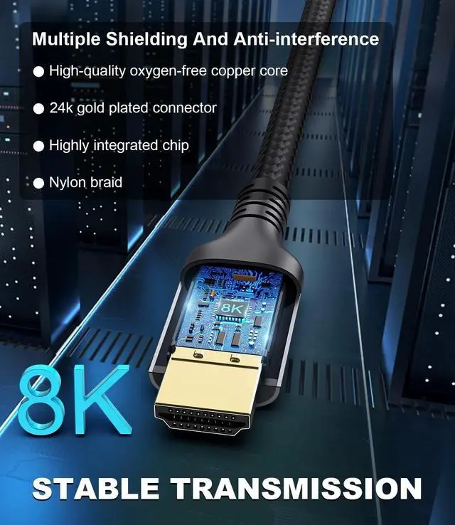 Alt view image 4 of 5 - Certified 10K 8K 4K HDMI 2.1 Cable 25FT, 48Gbps Ultra High Speed HDMI Cord
