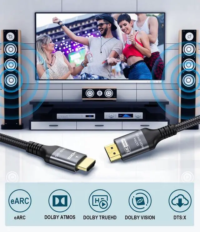 Alt view image 5 of 5 - Certified 10K 8K 4K HDMI 2.1 Cable 25FT, 48Gbps Ultra High Speed HDMI Cord