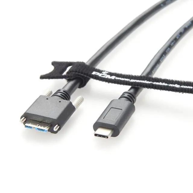 Alt view image 2 of 5 - Plinkwirekb Screw Locking Panel Mount USB C to Micro USB 3.0 Cable USB3.1 Gen2.2 Type C to Micro B Cord for Machine Vision Industrial Camera Hard Disk Image Transmission (1.5M/5FT)