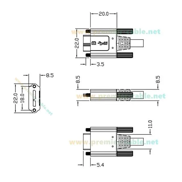 Alt view image 5 of 5 - Plinkwirekb Screw Locking Panel Mount USB C to Micro USB 3.0 Cable USB3.1 Gen2.2 Type C to Micro B Cord for Machine Vision Industrial Camera Hard Disk Image Transmission (1.5M/5FT)
