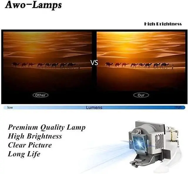 Alt view image 4 of 5 - AWO Original UHP225W Lamp Bulb for RLC-098 / RLC-102 with Housing for VIEWSONIC PJD6552LW,PJD6552LWS,PJD6352,PJD6352LS,VS15947,VS15948,VS15949,VS15950 Projectors