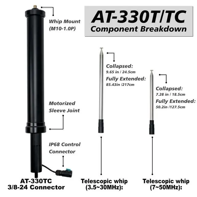 Alt view image 5 of 5 - Gabil GRA AT330T Motorized HF Mobile Antenna 3.5 to 50 MHz, UHF Connector