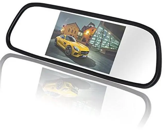 Alt view image 3 of 5 - PONPY 5" TFT Color LCD Screen 2 Video Input Car Rear View Mirror Monitor Vehicle Parking in-Mirror Monitor for DVD/VCR/Car Reverse Camera