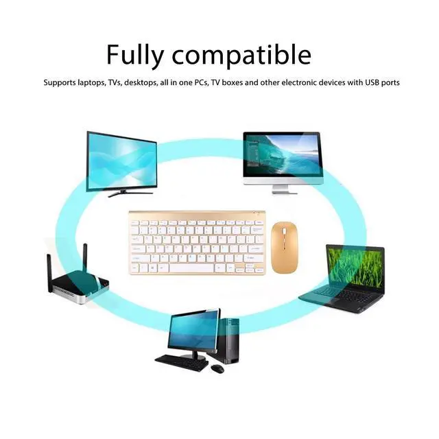 Alt view image 4 of 5 - Zunate Keyboard and Mouse Combo, Ultra Slim Computer Keyboard, Ergonomic Silent Mouse, Compact USB Keyboard Mouse Set for PC, Laptop,Tablet (Gold)
