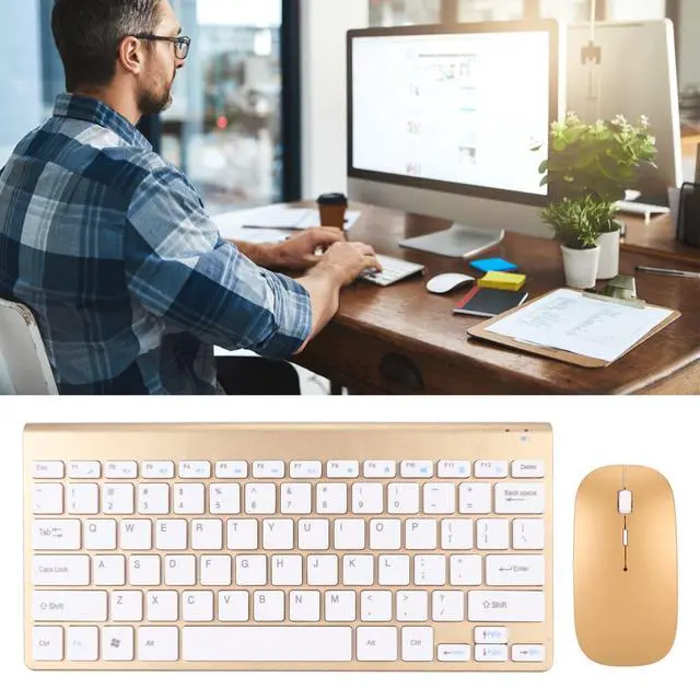 Alt view image 5 of 5 - Zunate Keyboard and Mouse Combo, Ultra Slim Computer Keyboard, Ergonomic Silent Mouse, Compact USB Keyboard Mouse Set for PC, Laptop,Tablet (Gold)