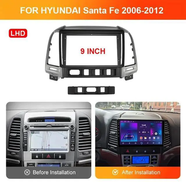 Alt view image 2 of 5 - Fits for Hyundai Santa Fe IX45 LHD 2006-2012 Car Radio Stereo Fascia Frame Double DIN 9 inch Dash Installation Mounting Kit