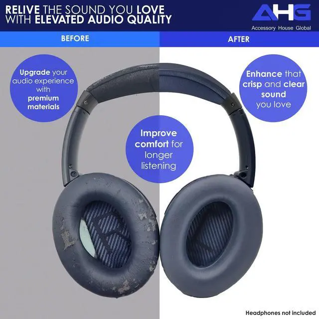 Alt view image 4 of 5 - AHG QC35 earpads / QC35 ii Headband pad Cushion kit. Compatible w/Bose QuietComfort 35 ii / QC35 Headphones (MNB). Premium Headband Design ^^ Seamless DIY Assembly ^^ Superior Comfort and Durabilit