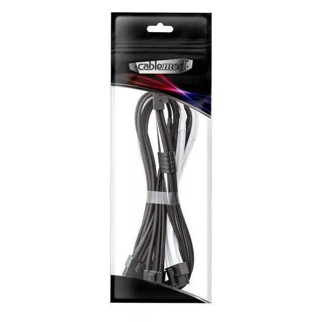 Alt view image 3 of 3 - CableMod E-Series Pro ModMesh Sleeved 12V-2x6 12VHPWR 90 StealthSense PCIe Cable for EVGA G/G+ / P/P+ / T - Variant A (Black + White, 16-pin to Triple 8-pin, 60cm)