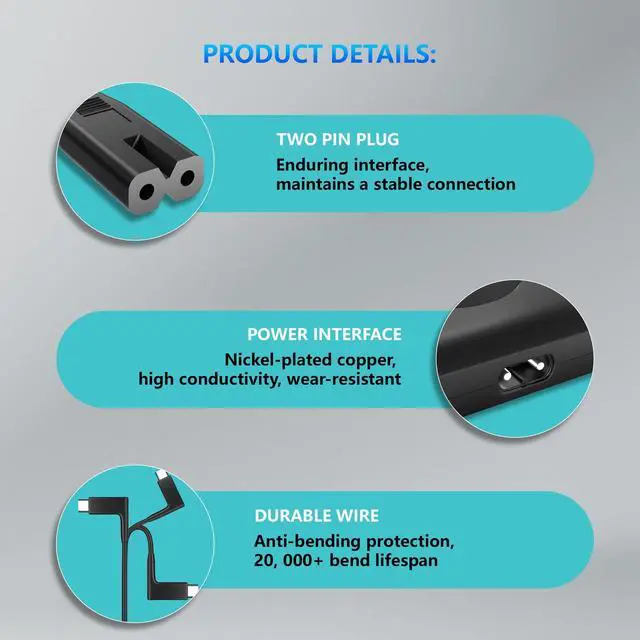 Alt view image 4 of 5 - EFEALL Power Cord Replacement for Peloton Bike+, 65W USB Type-C Fast Charge AC Adapter for Peloton Bike Plus, 20V/3.25A Replacement for Peloton Bike+ Power Cord (NOT for Peloton Original Bike)