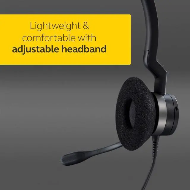 Alt view image 3 of 5 - Jabra Biz 2300 USB-A MS On-Ear Stereo Headset - Skype for Business Certified Noise-Cancelling and Corded Headphone with Call Control Unit for Deskphones and Softphones