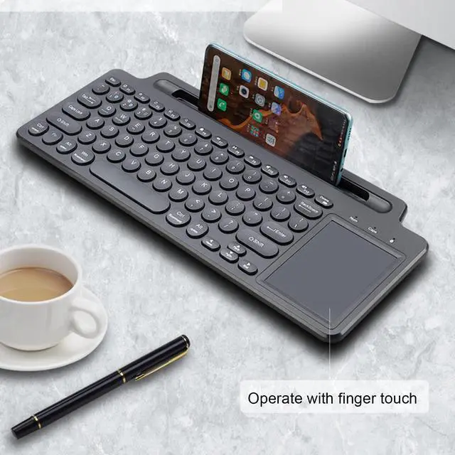 Alt view image 2 of 5 - Denash Wireless BT Keyboard, 2.4GHz Ultra Slim Desktop Keyboard with Touchpad for Tablet PC Mobile Phone Laptop Notebook (with Touchpad)