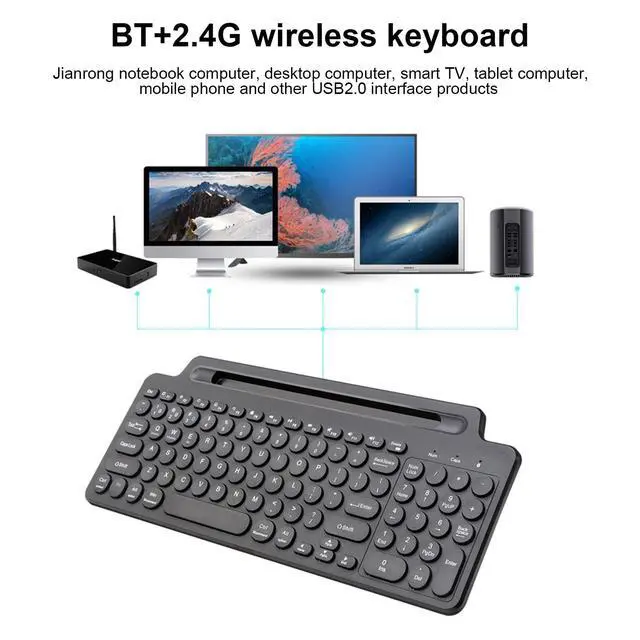 Alt view image 5 of 5 - Denash Wireless BT Keyboard, 2.4GHz Ultra Slim Desktop Keyboard with Touchpad for Tablet PC Mobile Phone Laptop Notebook (with Touchpad)