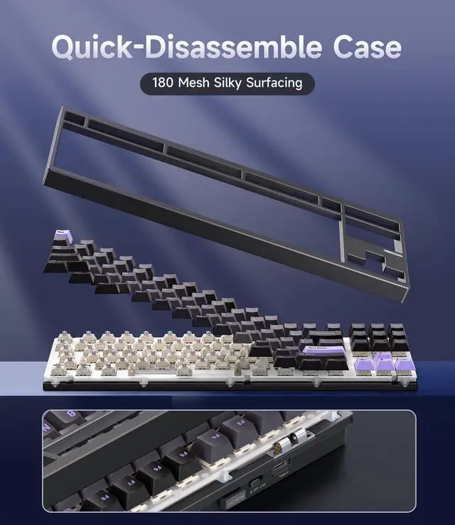 Alt view image 4 of 5 - MCHOSE GX87 Pro Aluminum Custom Mechanical Keyboard Gaming Keyboards with Quick Disassemble Case, Black