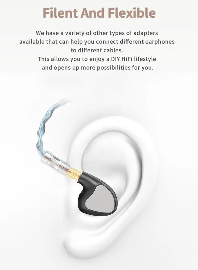 Alt view image 5 of 5 - SYRNARN IER-M9 Male to MMCX Female Headphone Adapter - Compatible with IER-M7, IER-M9, IER-Z1R IEMs - Earbuds MMCX Cable Connector 1 Pair
