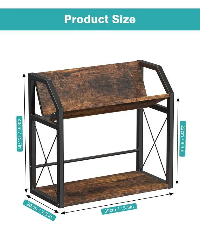 Alt view image 2 of 5 - PAPAGIFTREE 2-Tier CD & DVD Storage Shelf for Display, Tilting CD Organizer Stand, Wooden Metal Holder Rack Store Up to 40 Jewel Cases & 28 DVD Cases Per Tier for Home Countertop Storage Tower