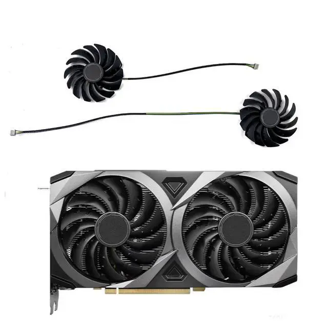 Alt view image 2 of 5 - GPU Cooling Replacement Fan for MSI RTX 3070 3060 3060TI 3050 Ventus 2X / OC / V1 for RX 6600 6600XT 6650XT 6700XT 6750XT MECH 2X / OC Series 4 Pin 95mm PLD10010S12HH (fan3)