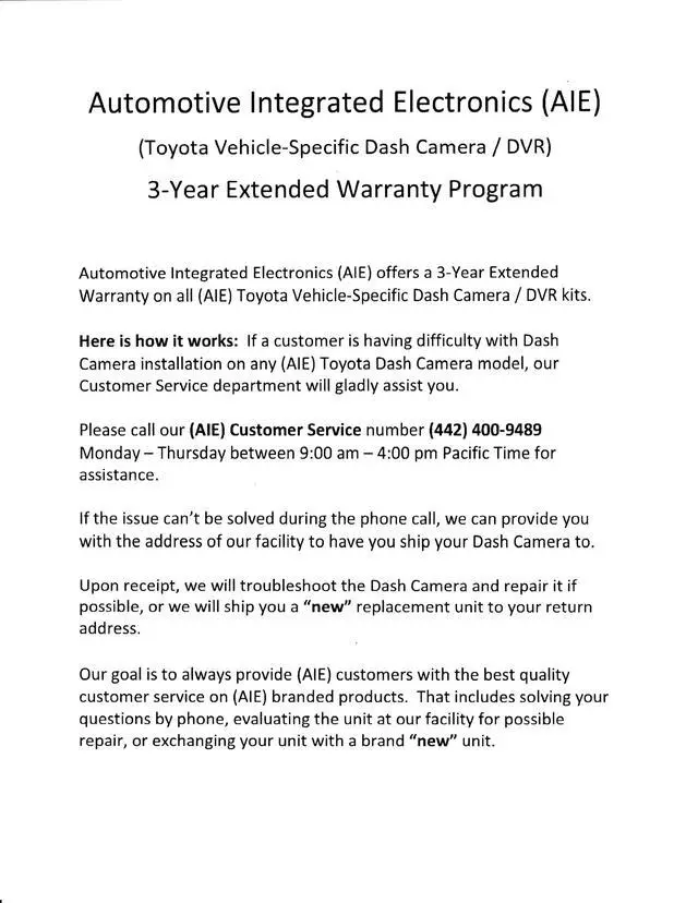 Alt view image 5 of 5 - (AIE) - Dash Camera/DVR - Universal FIT for Any Toyota Vehicle/Includes Plug & Play Harness