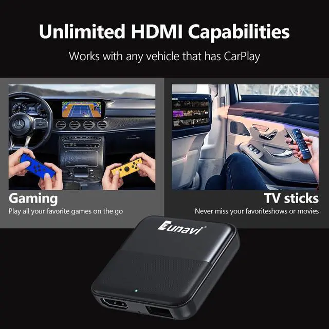 Alt view image 2 of 5 - Eunavi Car TV Mate Car Streaming Device - HDMI to USB Converter for OEM CarPlay - Compatible with Fire TV Stick, SetTop Box, Switch, Computer, etc - Plug & Play