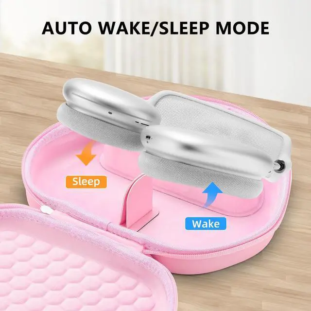 Alt view image 2 of 5 - Maxjoy for Airpods Max Case, Smart Case Supports Sleep Mode, Hard Organizer Portable Travel Carrying Cover Storage Bag for Apple AirPods Max Headphone, Pink-EVA