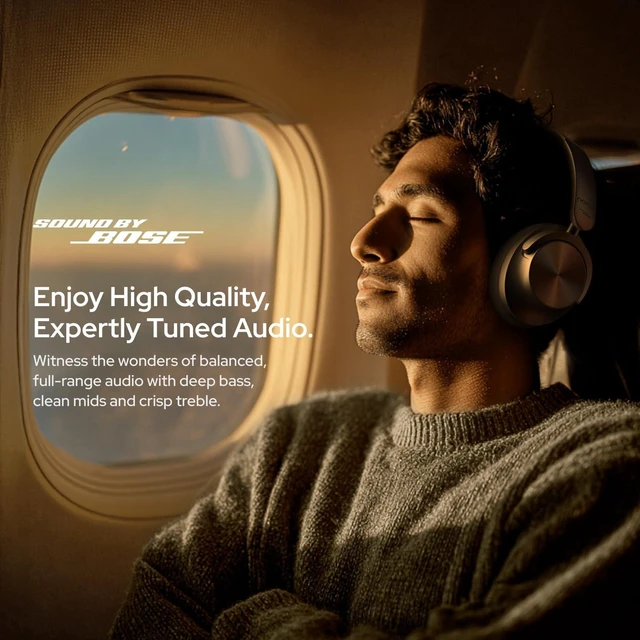 Alt view image 2 of 5 - Noise Master Buds Max, Sound by Bose Wireless Over-Ear Headphones with Segment Leading Adaptive ANC, Dynamic EQ, LHDC 5.0, Immersive Spatial Audio,Upto 60H Playtime, App Support (Silver)