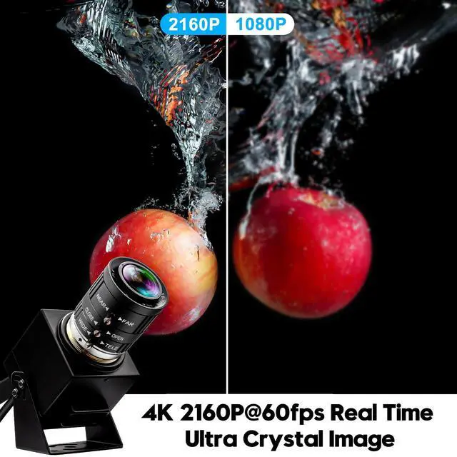Alt view image 2 of 5 - IFWATER 4K 60fps High Speed Camera USB3.0 & HDMI Dual Simultaneous Output 3X Manual CS-Mount Varifocal Lens with 2X Digital Zoom H.264 Security Camera for Computers TVs Projectors Video Conferences