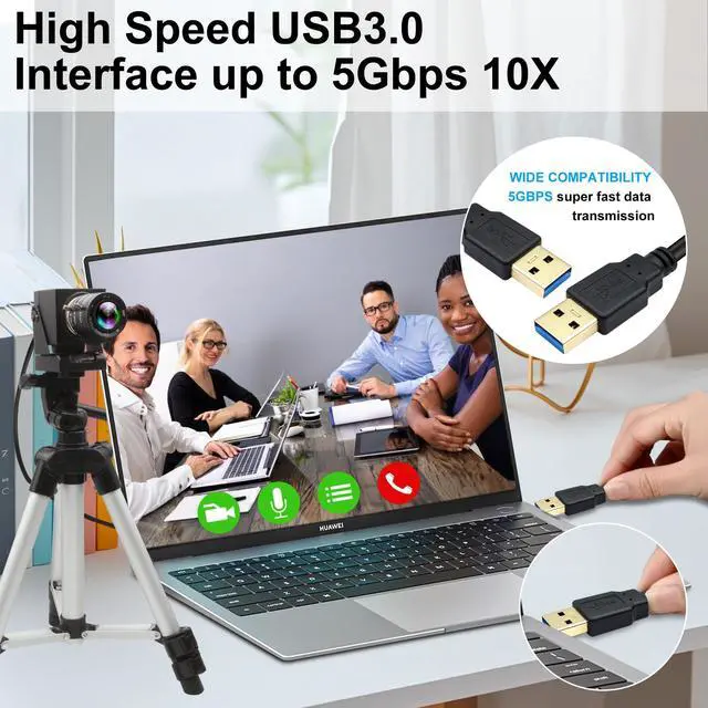 Alt view image 3 of 5 - IFWATER 4K 60fps High Speed Camera USB3.0 & HDMI Dual Simultaneous Output 3X Manual CS-Mount Varifocal Lens with 2X Digital Zoom H.264 Security Camera for Computers TVs Projectors Video Conferences