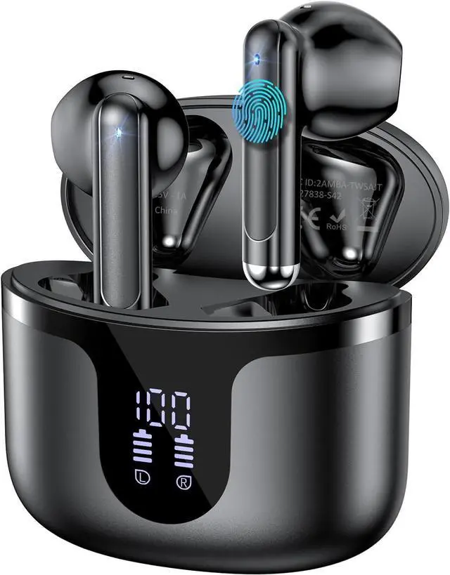 Main image of Wireless Earbuds, Bluetooth 5.4 Headphones HiFi Stereo with 4 HD Mic, 50H Playtime Bluetooth Earbuds with Dual LED Display, IPX7 Waterproof Wireless Earphones, Touch Control Ear Buds,USB