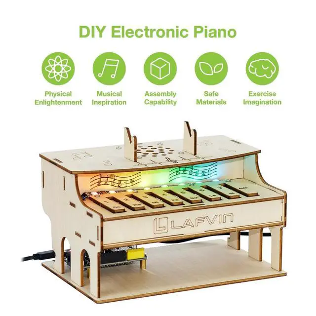 Alt view image 2 of 5 - LAFVIN ESP32 DIY Electronic Piano Kit, Programmable Music Learning Kit with RGB Lights, Dual Play Modes, Web Remote Control Compatible with Arduino IDE