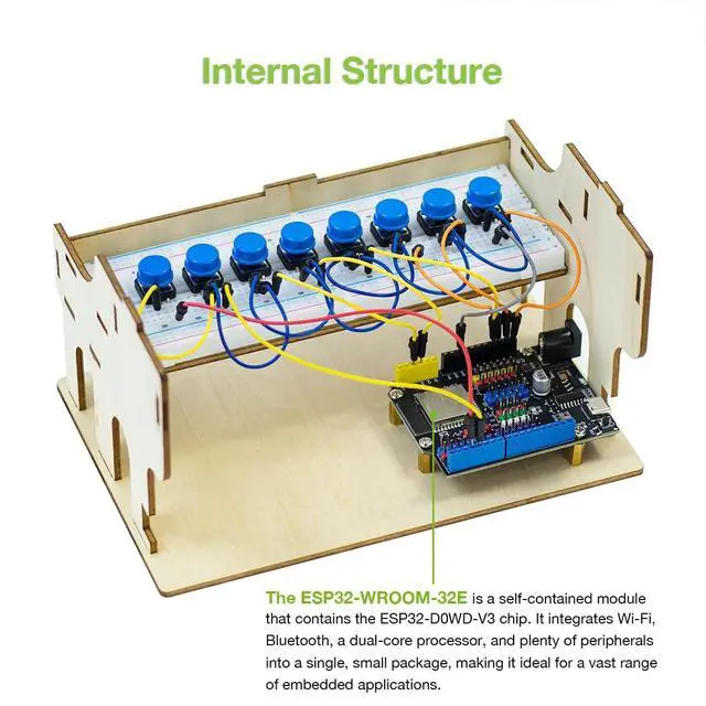 Alt view image 5 of 5 - LAFVIN ESP32 DIY Electronic Piano Kit, Programmable Music Learning Kit with RGB Lights, Dual Play Modes, Web Remote Control Compatible with Arduino IDE