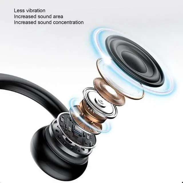 Alt view image 2 of 5 - Zopsc Bone Conduction Headphones Bluetooth 5.3 Open Ear, 11Hrs Playtime Sweat Wireless Sport Earphones, with Earplugs for Running Cycling Work