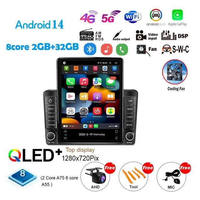 Alt view image 2 of 5 - Android 15 Radio for Jeep Wrangler JK Rubicon 2007-2018 Stereo Upgrade Tesla Style 4GB+64GB Head Unit 9.7 Inch Touchscreen Multimedia Player GPS Navigation FM BT Receiver with Carplay Android Auto