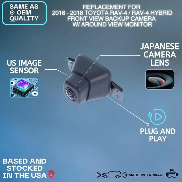 Alt view image 2 of 5 - Front View Backup Camera Replaces for 2016 2017 2018 Toyota RAV-4 / RAV-4 Hybrid w/Around View Monitor OE Part # 8679042070 86790-42070