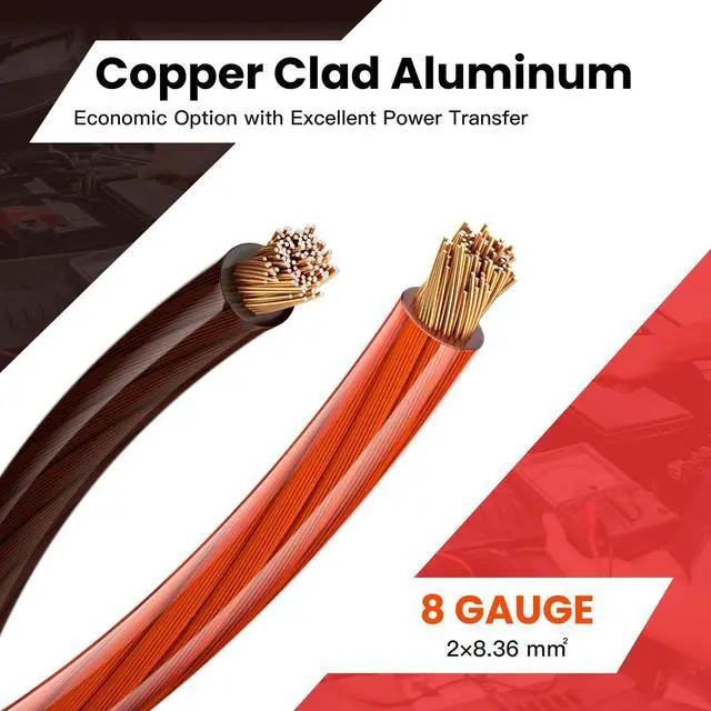 Alt view image 2 of 5 - CMRVBNQ 8 Gauge Battery Cable CCA Wire Kit, 50FT Each Red Black with Terminals Heat Shrink Tubes Low Voltage Primary Automotive Power Ground Cable for Car Audio Amp Subwoofer RV Wiring