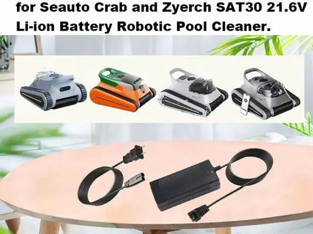 Alt view image 2 of 5 - 26V Adapter Charger for 21.6V Battery Pool Cleaner Compatible with Seauto Crab CR and Zyerch SAT30 Robotic Pool Vacuum Charger