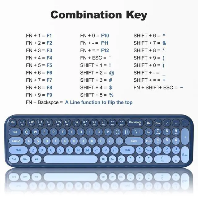 Alt view image 5 of 5 - Wireless Keyboard and Mouse Combo, Typewriter Keyboard with Compact Size, Cute Cat Shaped Mouse, USB Plug and Play for Windows, Computer, PC, Laptop, Desktop (Blue Gradient)